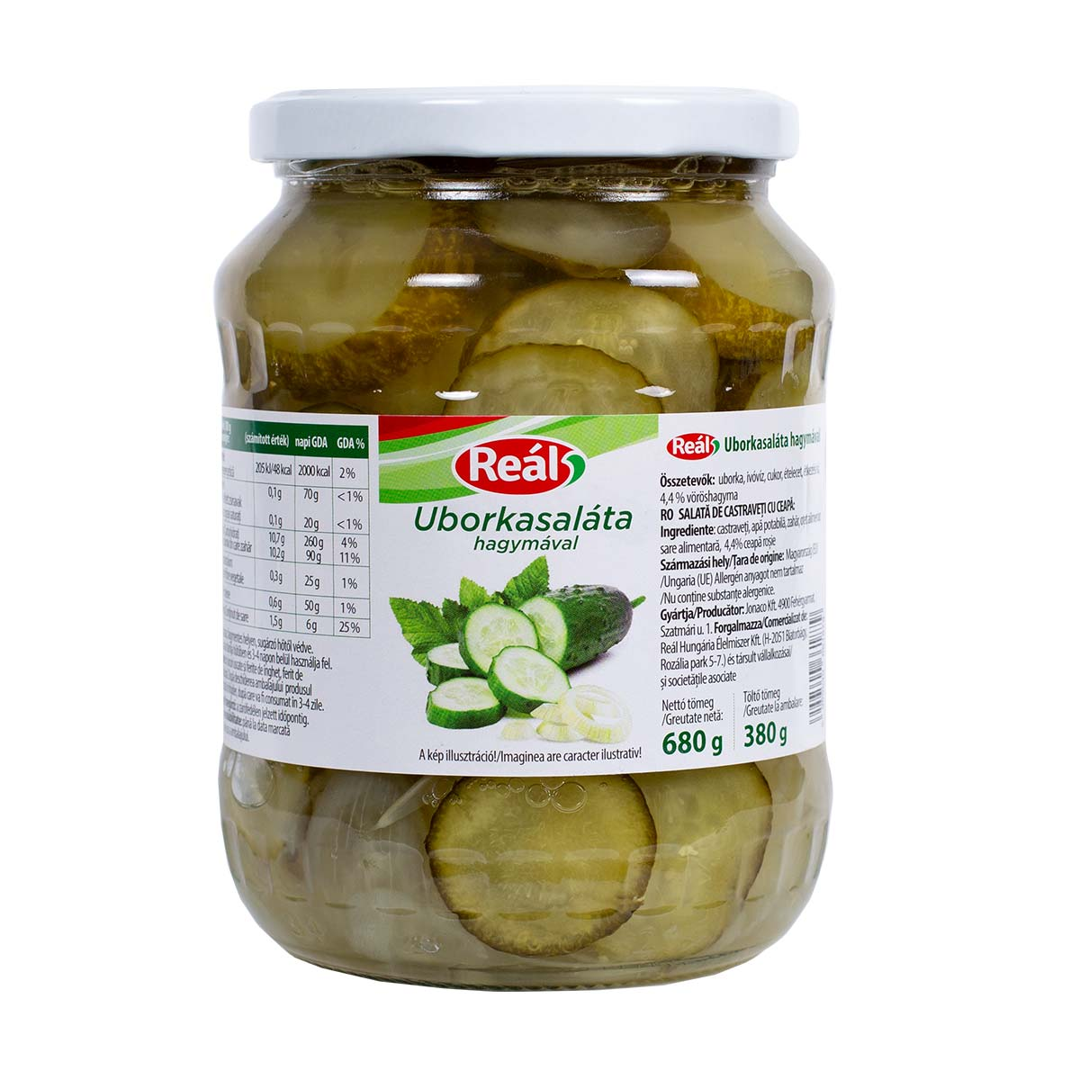 Reál uborkasaláta hagymával üvegben, 680 g