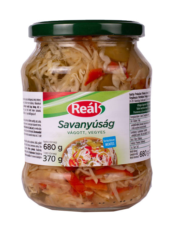 Reál vágott vegyes savanyúság üvegben, 680 g