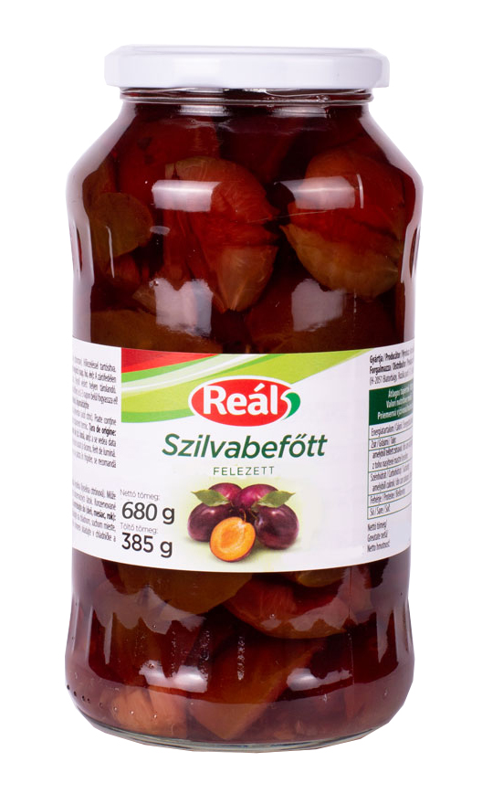 Reál felezett szilvabefőtt üvegben, 680 g