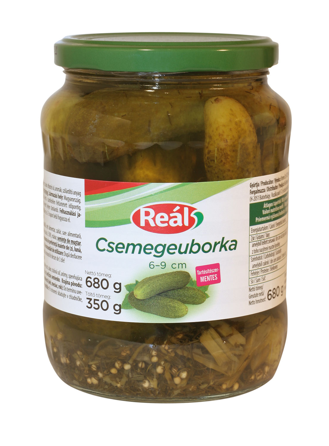 Reál csemegeuborka 6-9 cm üvegben, 680 g