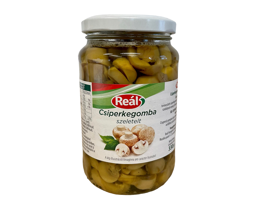 Reál szeletelt csiperkegomba üvegben, 330 g